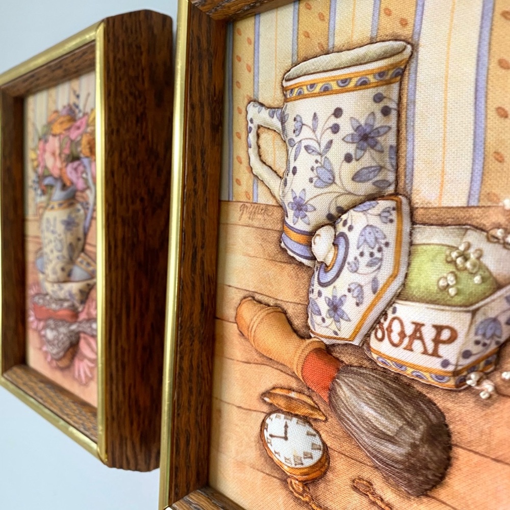 Set of bathroom 3D fabric art